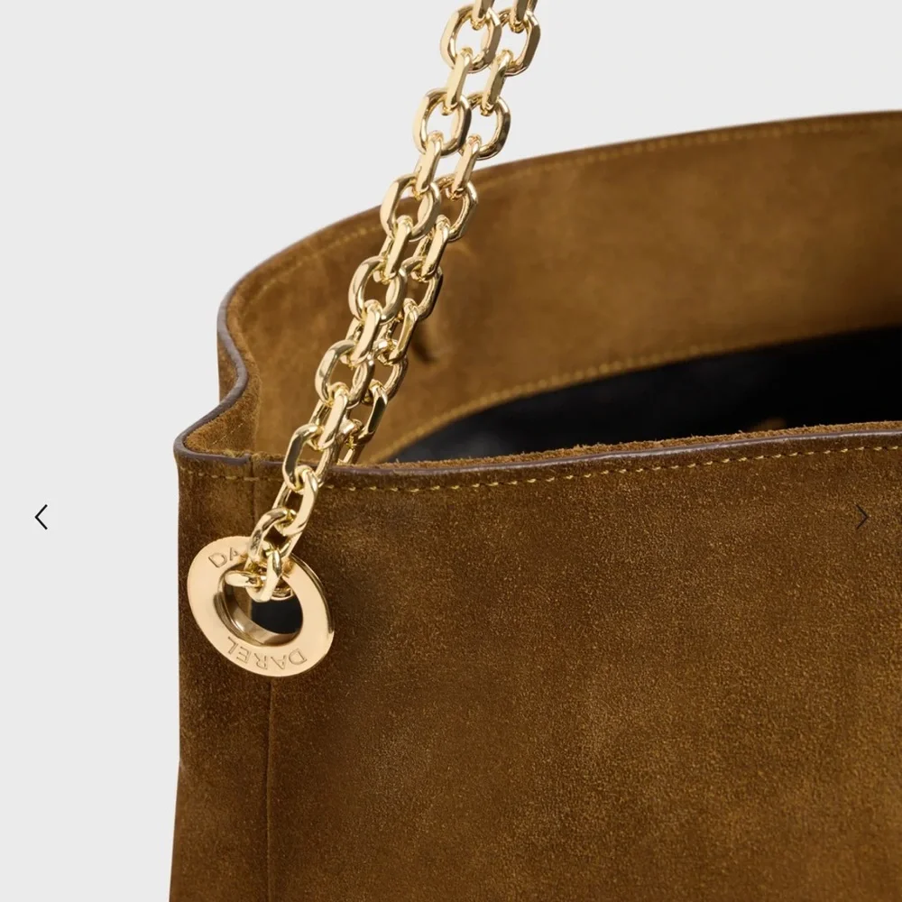 Gerard Darel Suede Leather Hobo Bag Le Charlotte Amber